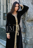 Black Gold Velvet Luxury Party Kaftan Dress
