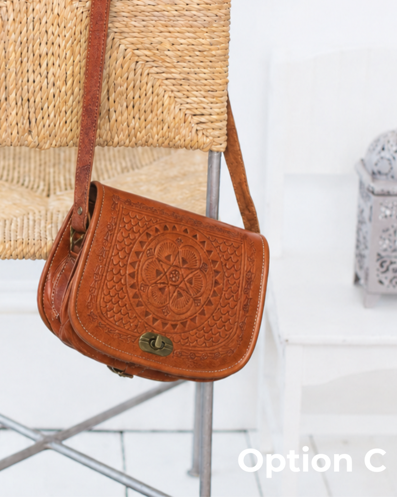 Moroccan Tan Leather Crossbody Satchel
