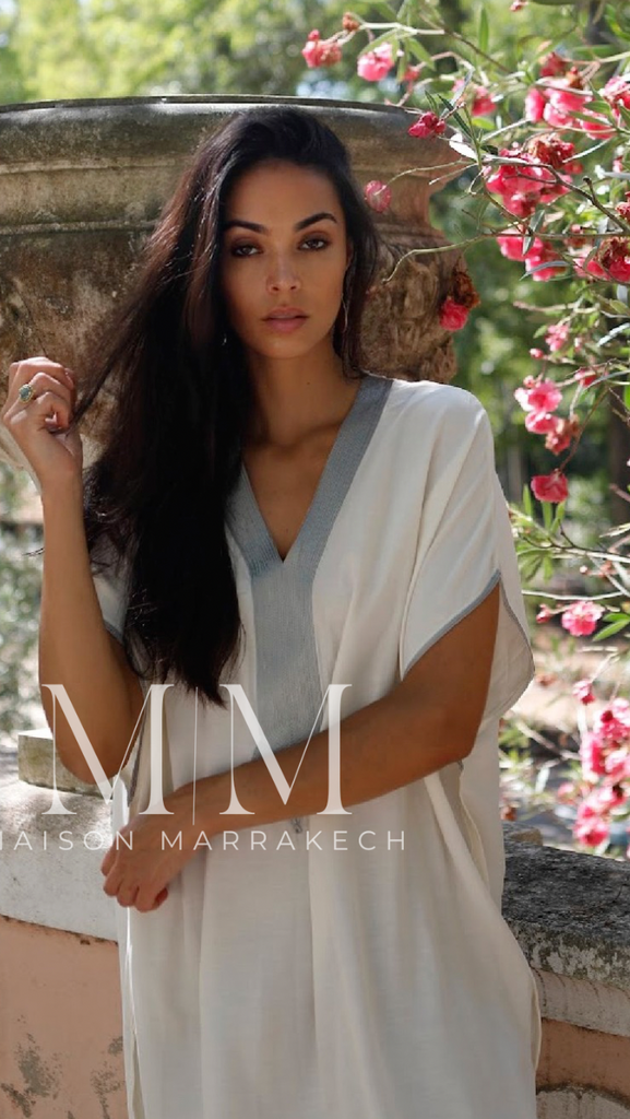 White Silver Marrakech Gandora -home dress, resort dress,White Silver Marrakech Gandora -home dress, resort dress