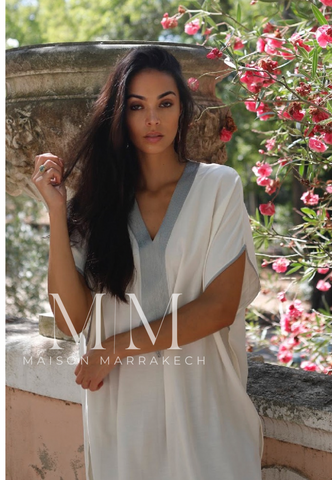 New Pink Marrakech Resort Lounge Wear Caftan Kaftan with White Embroidery-Moroccan Kaftan