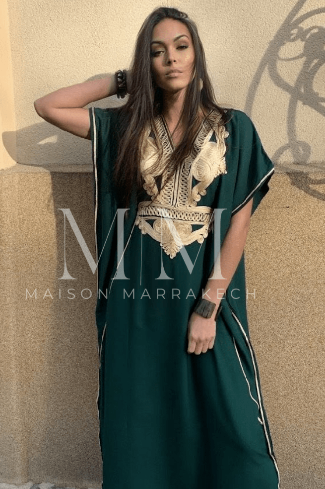 Dark Green Gold Marrakech Kaftan Caftan & Loungewear,Dark Green Gold Marrakech Kaftan Caftan & Loungewear