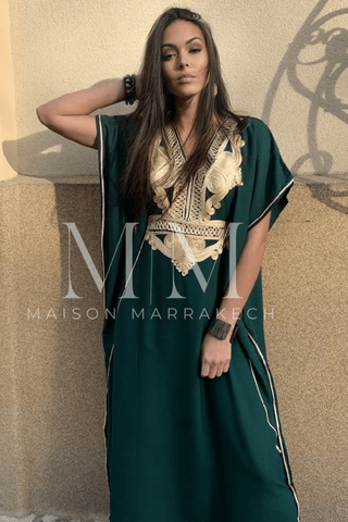 New Pink Marrakech Resort Lounge Wear Caftan Kaftan with White Embroidery-Moroccan Kaftan