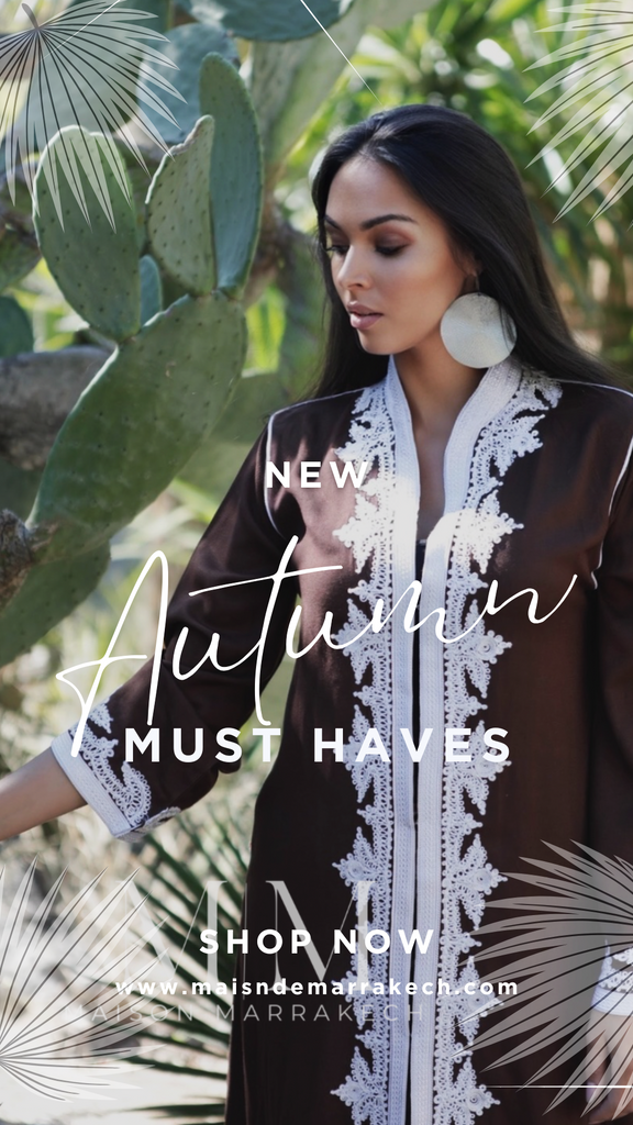 Brown & White Karima Kaftan Caftan-Moroccan Kaftan