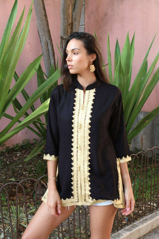 White Diamond Pattern Carla Embroidery Tunic Dress-Moroccan Dress