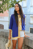 Marrakech Blue Gold Embroidery Tunic-Moroccan Tunic,Marrakech Blue Gold Embroidery Tunic-Moroccan Tunic
