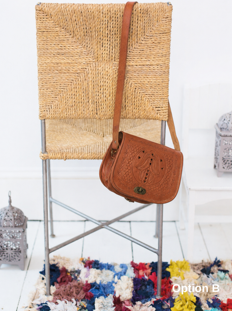 Moroccan Tan Leather Crossbody Satchel