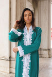 Green & White Karima Kaftan Caftan-Moroccan Kaftan,Green & White Karima Kaftan Caftan-Moroccan Kaftan
