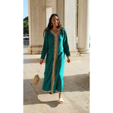 Green Beige Karima Kaftan Caftan-Moroccan Kaftan,Green Beige Karima Kaftan Caftan-Moroccan Kaftan