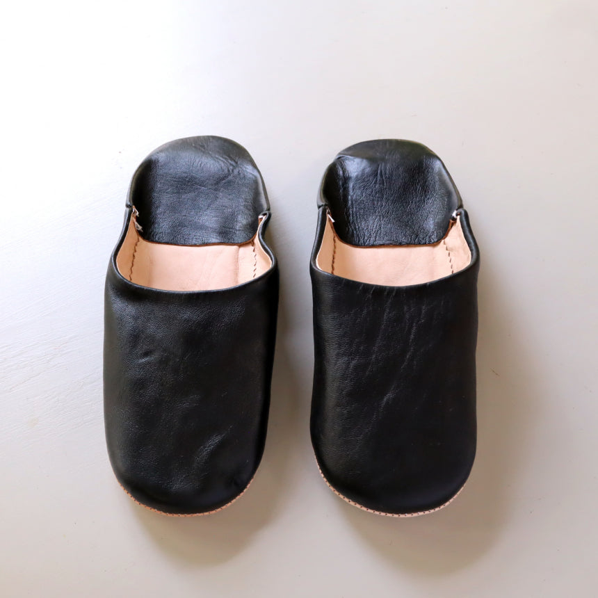 Women's Plain Black Babouche Slippers