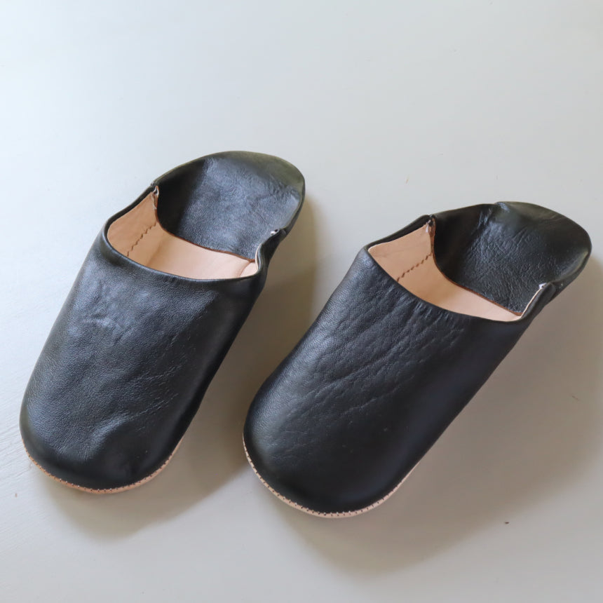 Women's Plain Black Babouche Slippers