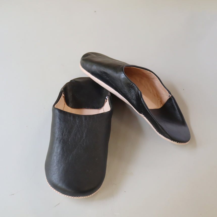 Women's Plain Black Babouche Slippers