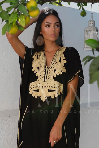 New Pink Marrakech Resort Lounge Wear Caftan Kaftan with White Embroidery-Moroccan Kaftan