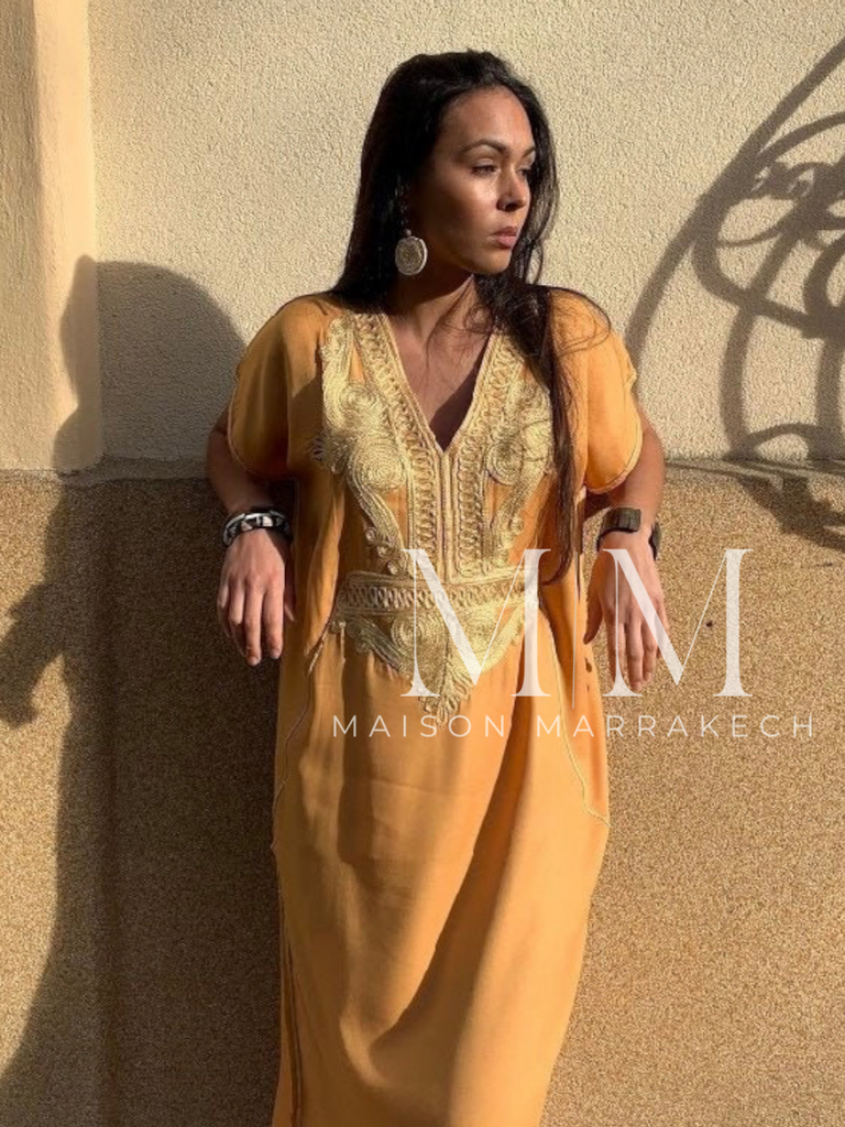 Mustard Yellow Gold Marine Kaftan Caftan & Loungewear - Maison De Marrakech