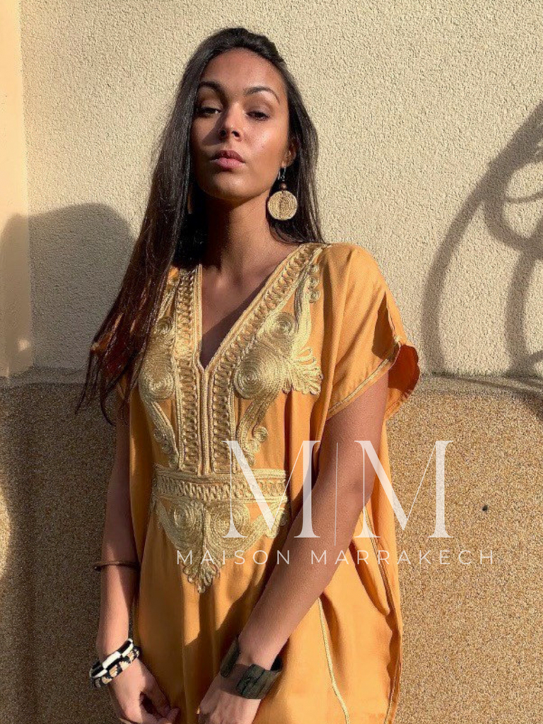 Mustard Yellow Gold Marine Kaftan Caftan & Loungewear - Maison De Marrakech