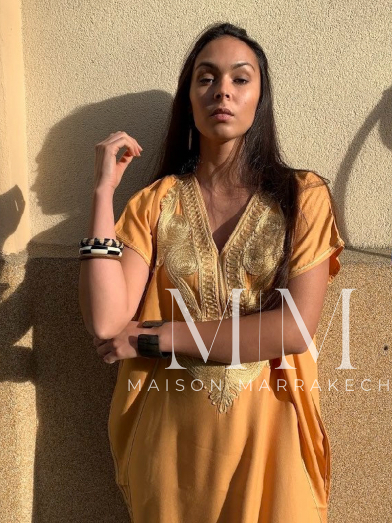 Mustard Yellow Gold Marine Kaftan Caftan & Loungewear - Maison De Marrakech
