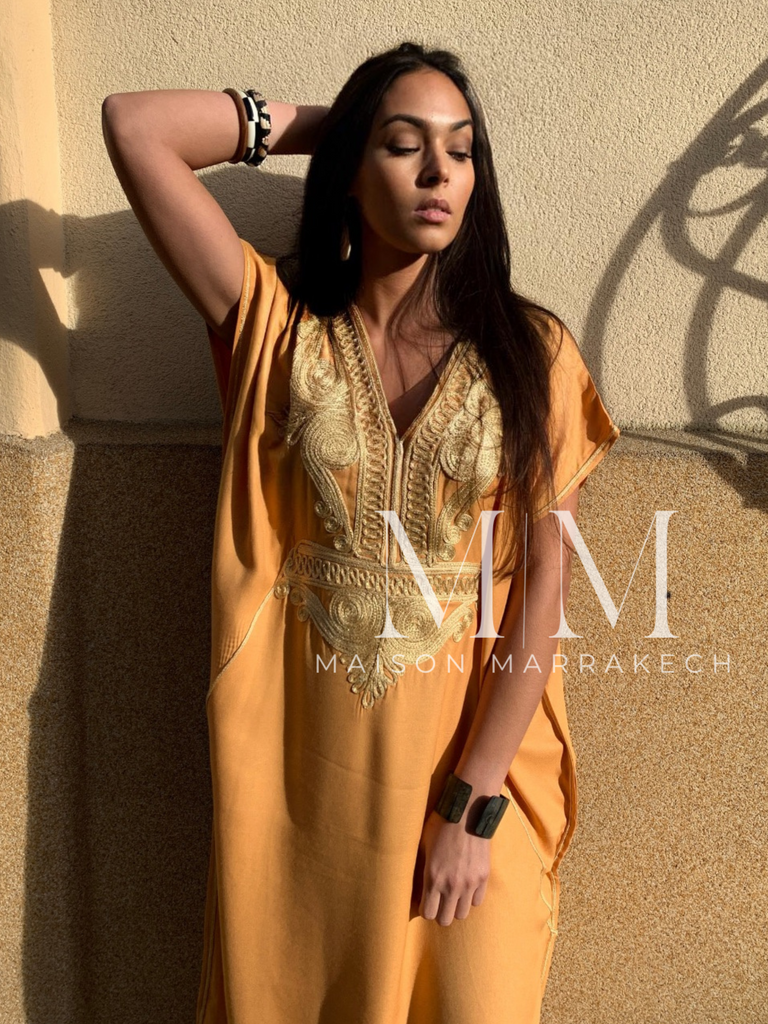 Mustard Yellow Gold Marine Kaftan Caftan & Loungewear - Maison De Marrakech