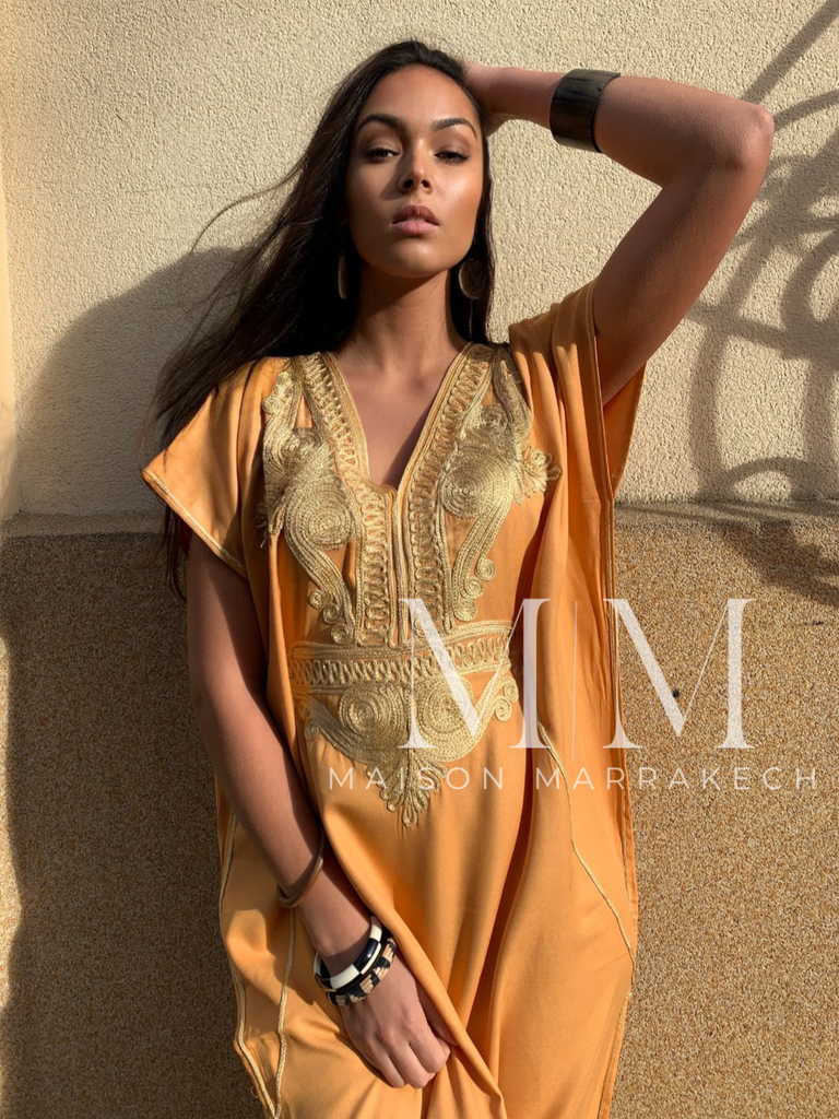 Mustard Yellow Gold Marine Kaftan Caftan & Loungewear - Maison De Marrakech