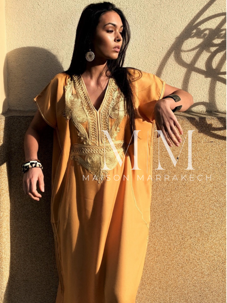 Mustard Yellow Gold Marine Kaftan Caftan & Loungewear - Maison De Marrakech