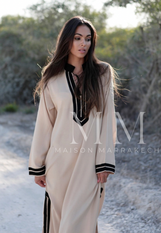 New Pink Marrakech Resort Lounge Wear Caftan Kaftan with White Embroidery-Moroccan Kaftan