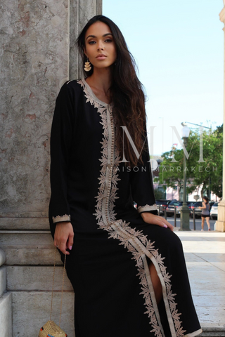 New Pink Marrakech Resort Lounge Wear Caftan Kaftan with White Embroidery-Moroccan Kaftan