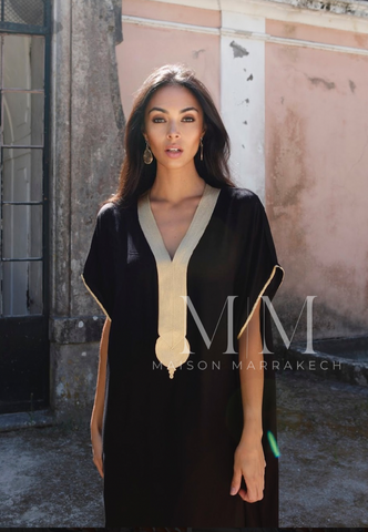 New Pink Marrakech Resort Lounge Wear Caftan Kaftan with White Embroidery-Moroccan Kaftan