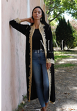 Black & Gold Leyla Kimono Long Jacket Moroccan style
