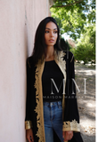 Black & Gold Leyla Kimono Long Jacket Moroccan style