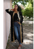 Black & Gold Leyla Kimono Long Jacket Moroccan style