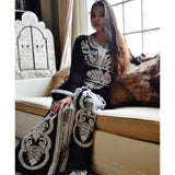 Black with White Moroccan Takchita Party Kaftan-Kalia Style - Maison De Marrakech