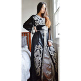 Black with White Moroccan Takchita Party Kaftan-Kalia Style - Maison De Marrakech