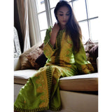 Moss Green with Gold Moroccan Takchita Party Kaftan-Kalia Style - Maison De Marrakech