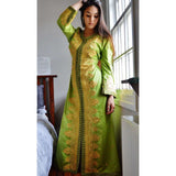 Moss Green with Gold Moroccan Takchita Party Kaftan-Kalia Style - Maison De Marrakech