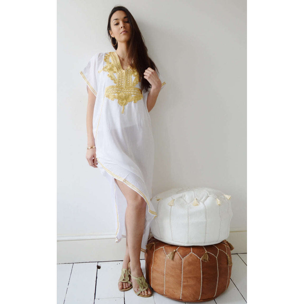 White Kaftan Maxi Dress Marrakech Style,White Kaftan Maxi Dress Marrakech Style