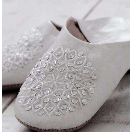 White Moroccan Les Etolie Babouche Slippers - Maison De Marrakech