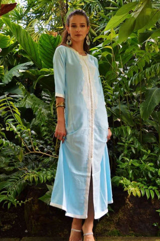 New Pink Marrakech Resort Lounge Wear Caftan Kaftan with White Embroidery-Moroccan Kaftan