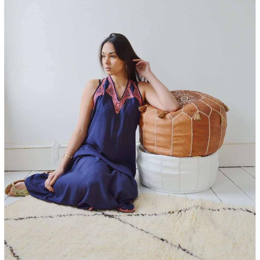 Navy Blue Bohemian Perla Maxi Dress- Moroccan dress - Maison De Marrakech