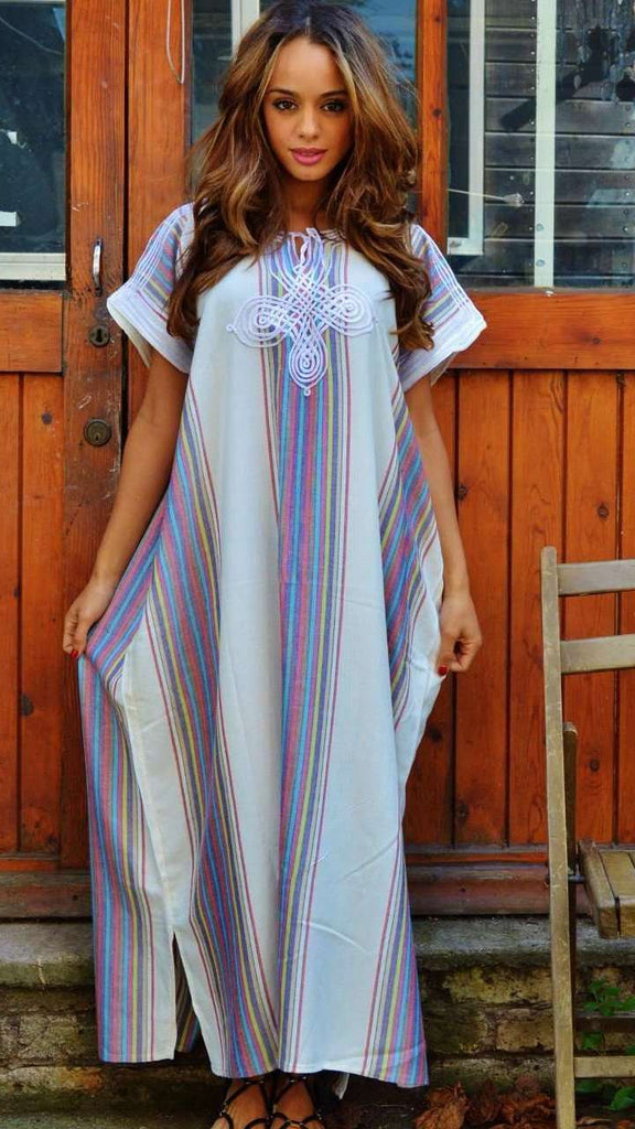 White Abaya Style Resort Lounge Wear Caftan Kaftan - Maison De Marrakech