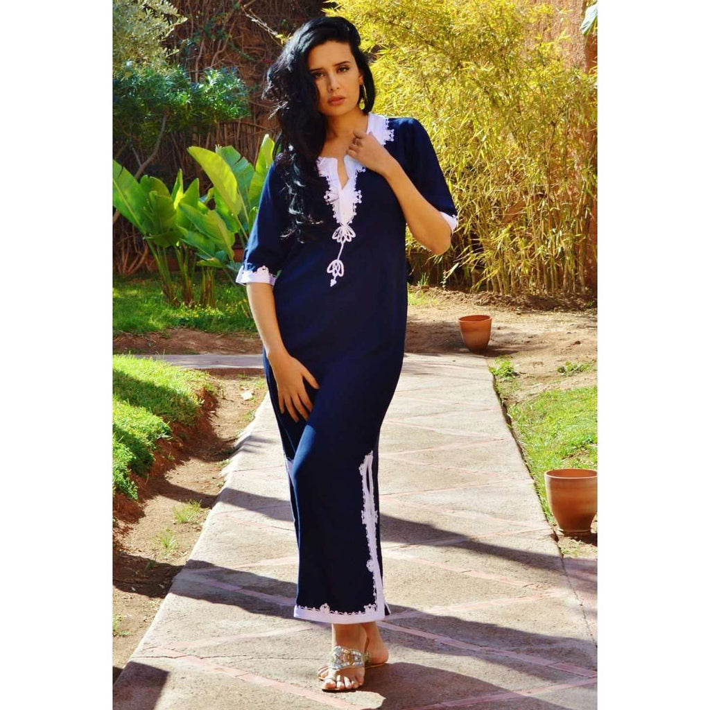 Khalida Style Navy Blue Caftan Kaftan - Maison De Marrakech