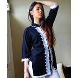 Navy Blue and White Moroccan Tunic,Navy Blue and White Moroccan Tunic