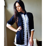 Navy Blue and White Moroccan Tunic,Navy Blue and White Moroccan Tunic