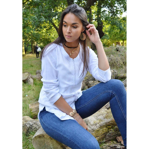 White Boyfriend Boho Shirt-Rachid Style