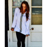 White Boyfriend Boho Shirt-Rachid Style - Maison De Marrakech