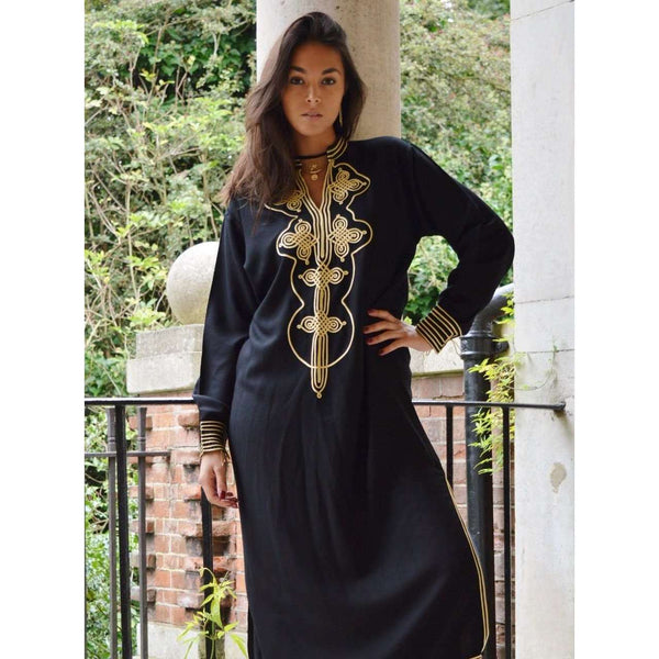 Black Moroccan Aisha Kaftan- Moroccan Kaftan - Maison De Marrakech