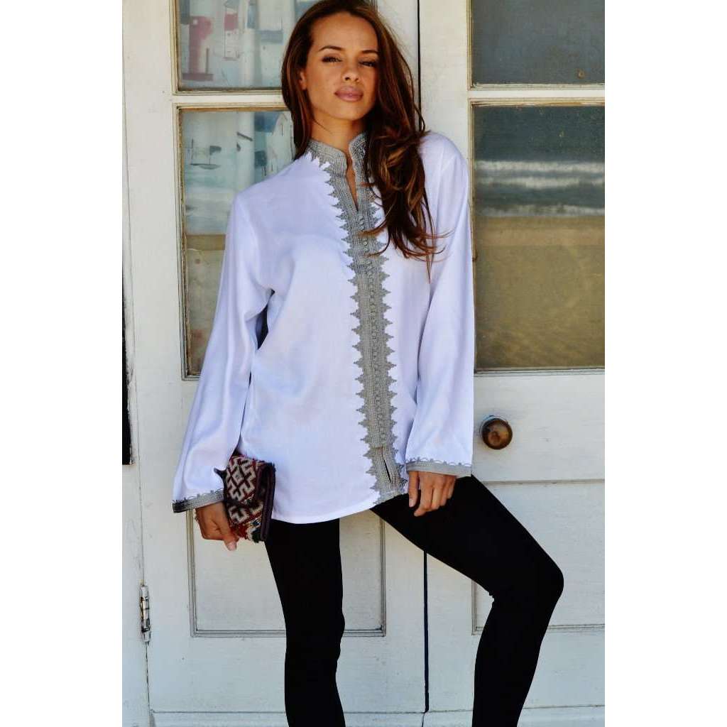 White Boyfriend Boho Shirt-Rachid Style - Maison De Marrakech