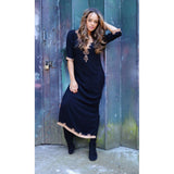 Black Marrakech Kaftan with Dark Golden Embroidery Kalina Style-Long Kaftan - Maison De Marrakech