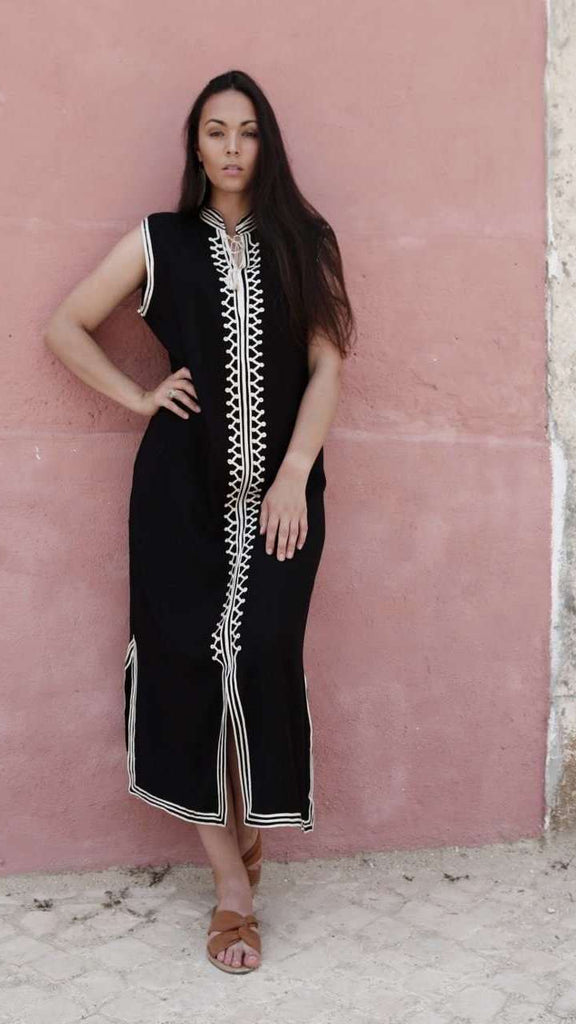 Black & White Zigzag Boho Kaftan Caftan Loungewear - Moroccan Kaftan,Black & White Zigzag Boho Kaftan Caftan Loungewear - Moroccan Kaftan
