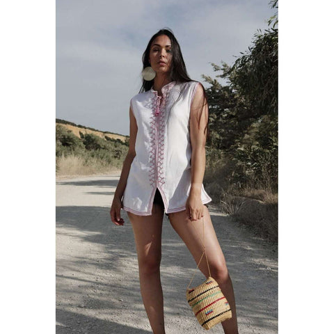 White Boyfriend Boho Shirt-Rachid Style