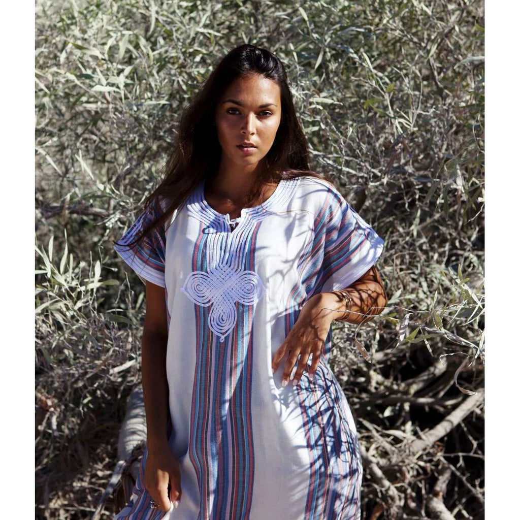 White Bedouin Resort Loungewear Maxi Caftan Kaftan- Moroccan Kaftan - Maison De Marrakech