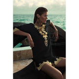 Black Tunic with Golden Embroidery Kalina Style-Moroccan Tunic - Maison De Marrakech