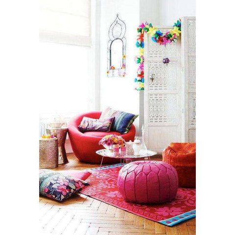 Black Moroccan Leather Pouf